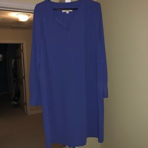 3/4 sleeve purple blouse dress
